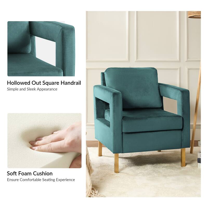 Valentina Comfy Accent Armchair with Golden Metal Legs and Removable Cushions by HULALA HOME
