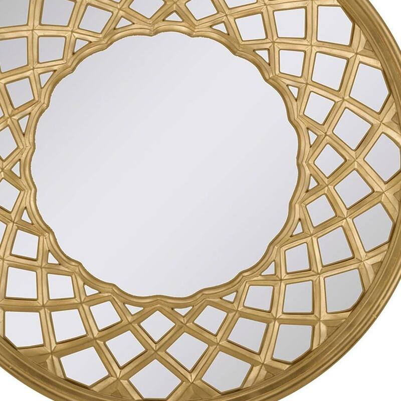 HomeRoots 32" Gold Round Accent Mirror - 32.00 in. x 32.00 in. x 2.00 in.