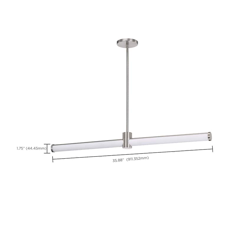 Bowman 36 Inch LED Island Pendant Brushed Nickel Acrylic Lens - Brushed Nickel