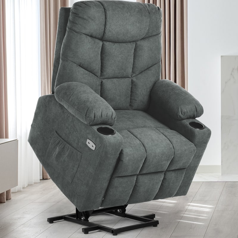 Modern Massage and Heating Recliner Sofa Chair - Fabric - Dark Gray