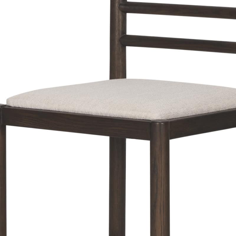 HomeRoots 26" Cream and Dark Brown Fabric and Solid Wood Low Back Counter Height Bar Chair