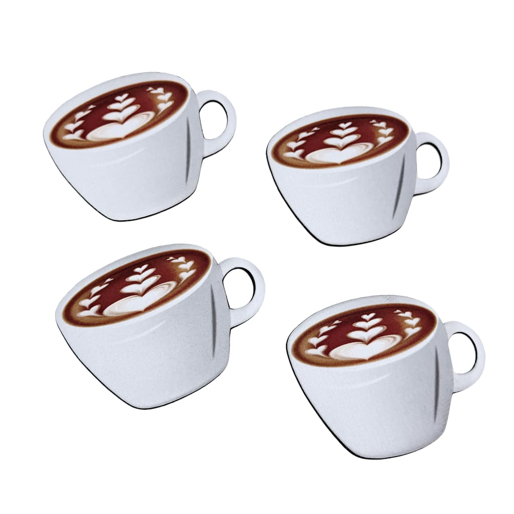 Creative Home Set of 4 Coffee Mug Design Neoprene Coaster Set - 6.3" x 4.7" x 0.2"
