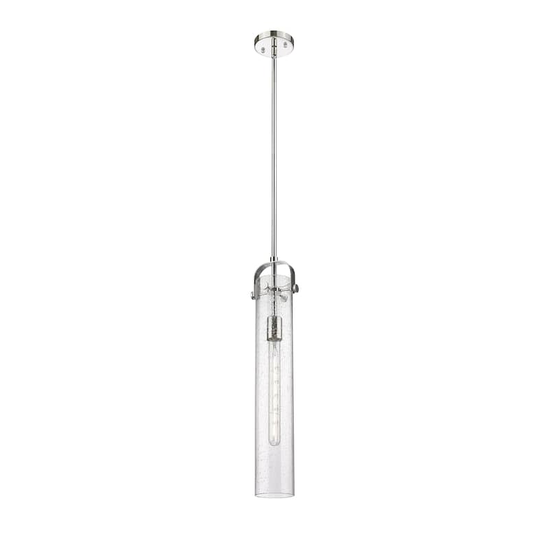 Innovations Lighting Pilaster - 1 Light 4" Stem Hung Pendant - Polished Nickel/Seedy