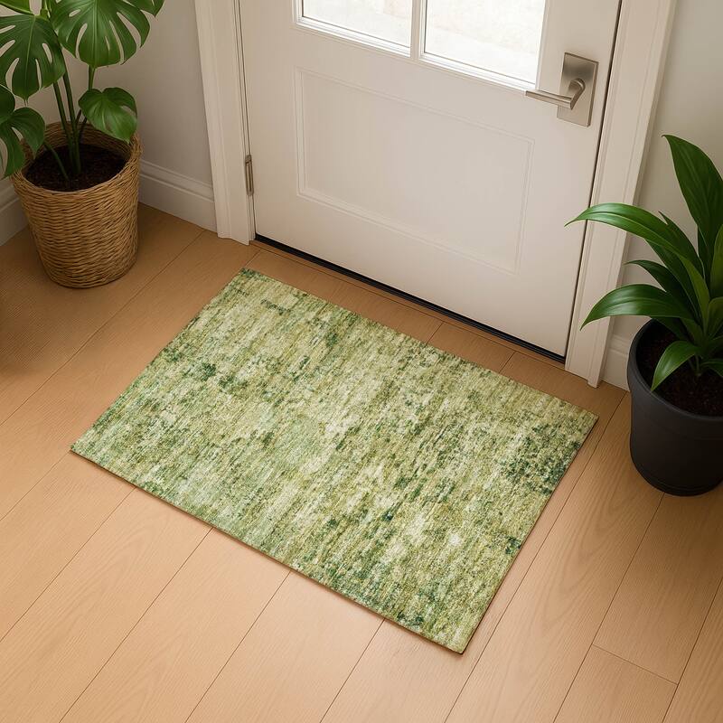 Premium Washable Super Soft Solid Abstract Mayfield Rug - Fern - 1'8" x 2'6"