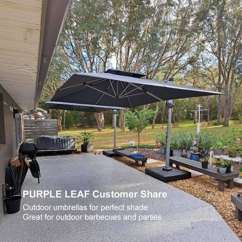 PURPLE LEAF 10 x 12ft Outdoor Rectangle Large Cantilever Umbrella with Base