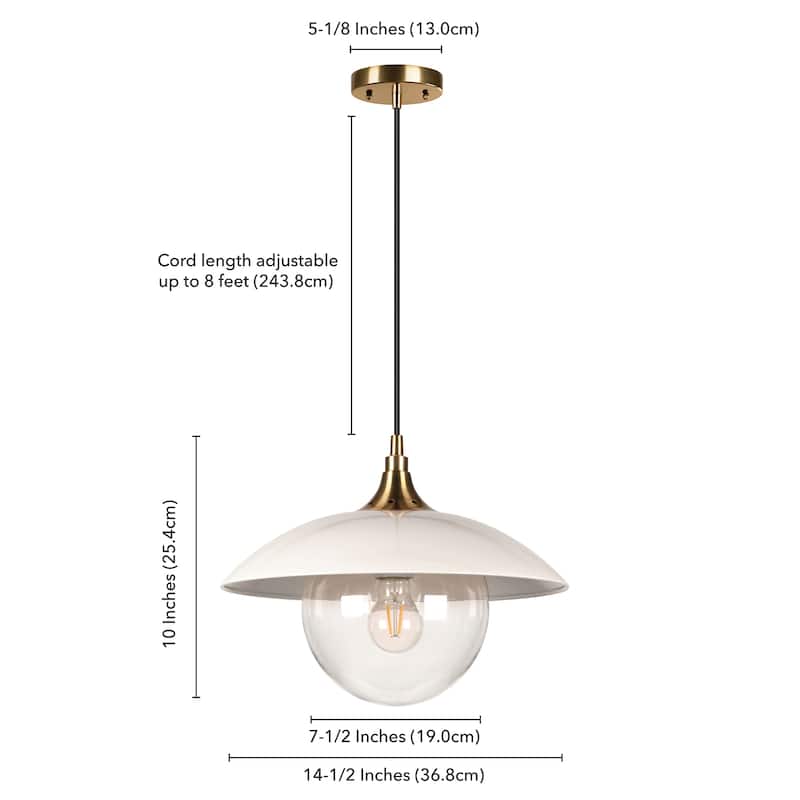 Alvia 14.5" Wide Pendant with Metal/Glass Shade - 14.5" Wide