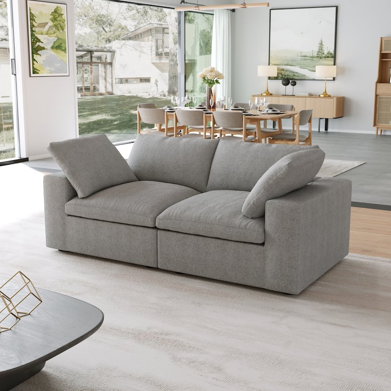 Modern Linen Sectional Sofa Commix Down Filled Overstuffed Upholstered Couches for Living Room