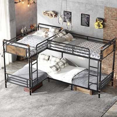 Heavy Duty Metal Twin Bunk Bed Frame Detachable Triple Bunk Bed