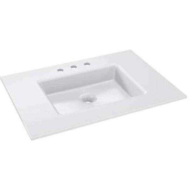 Robern 31" x 22" V14 Glass Vanity Top with Integrated 3 Hole Sink - White