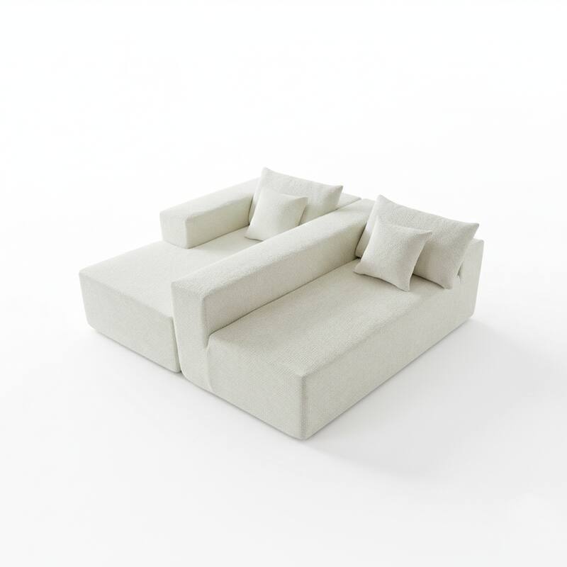 103.54" L-Shaped Modern High-Density Sponge Velvet Modular Sectional Sofa with Chaise & Pillows