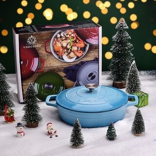 Cooking Braiser 6 Liters Green Oval Enamelled Casserole Dish with Double Loop Handle Naturally Non-Stick Cast Iron Dutch Oven for Home Baking vancasso Cast Iron Pot 30cm 