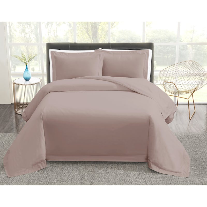 Vince Camuto Solid 400TC Percale 3 Piece Duvet Cover Set