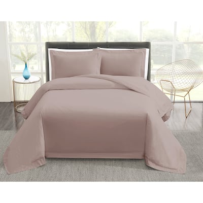 Vince Camuto Solid 400TC Percale 3 Piece Duvet Cover Set