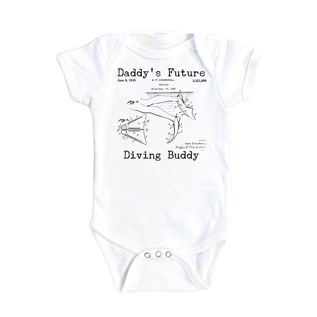 Scuba Diving Patent - Baby Boy Girl Clothes Infant Bodysuit Funny Cute Newborn