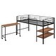 preview thumbnail 20 of 28, Twin Size Metal Loft Bed with Desk and Shelves for Kids