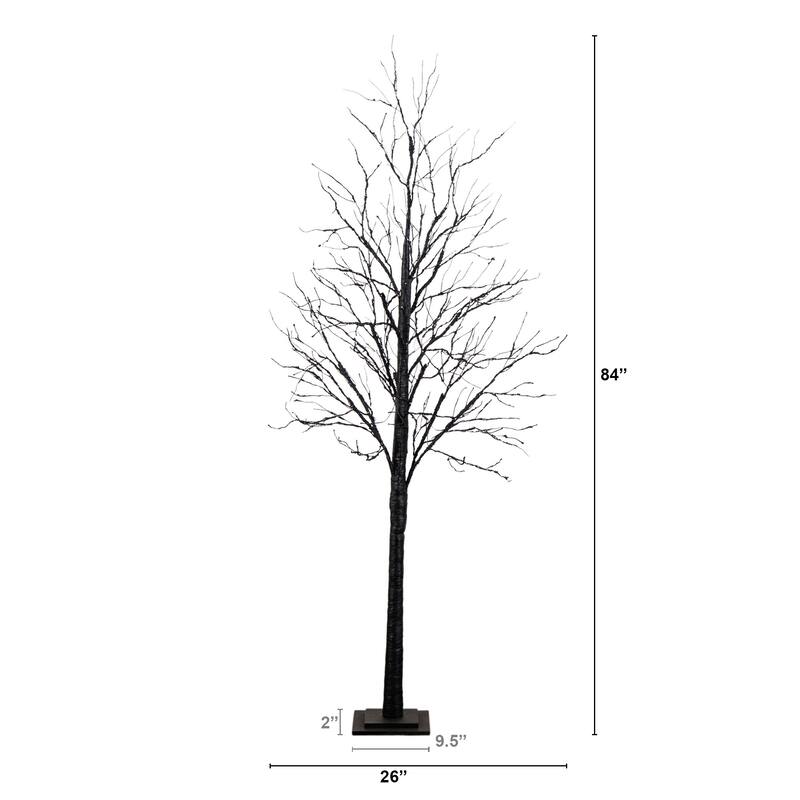 Pre-Lit Black Twig Artificial Halloween Tree - 7' - Multicolor LED Lights