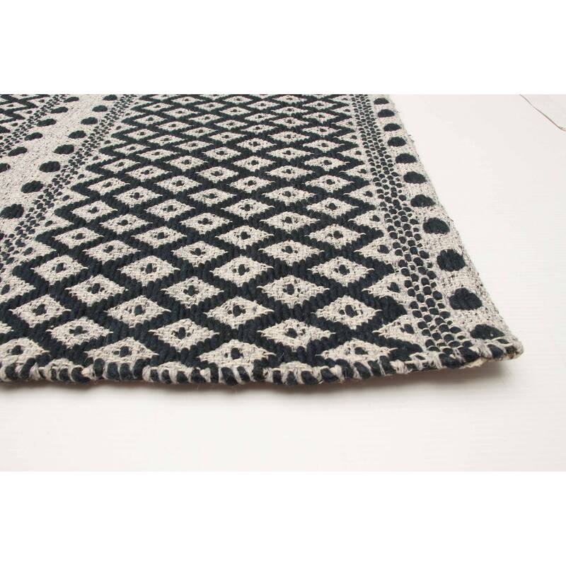 ECARPETGALLERY Hand Tufted Sienna Black Wool Rug - 5'7 x 7'4