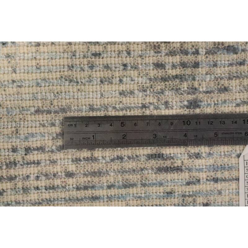 Hand Knotted Oriental Viscose Silk Carpet Modern Abstract Navy Blue & Blues Abstract Area Rug - 4' 0'' X 2' 0''