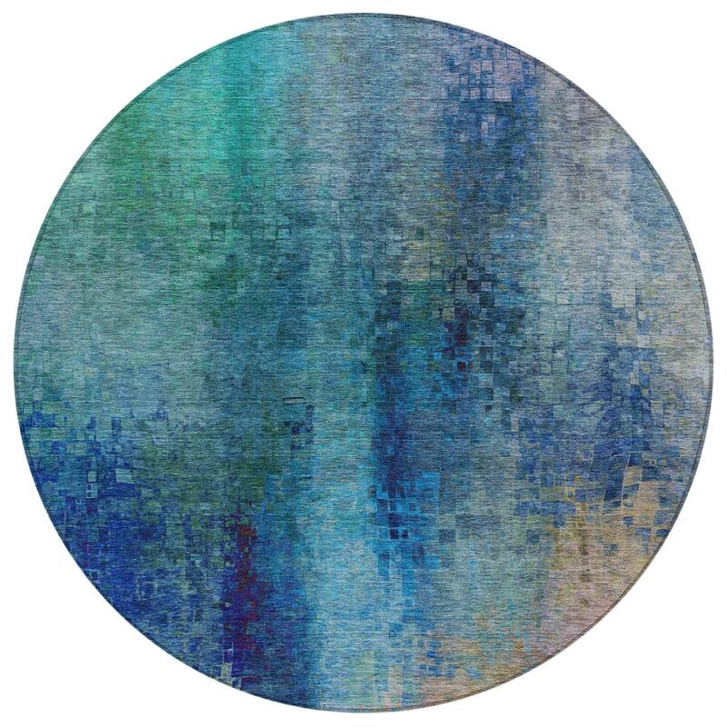 Machine Washable Indoor/ Outdoor Abstract Ombre Chantille Rug