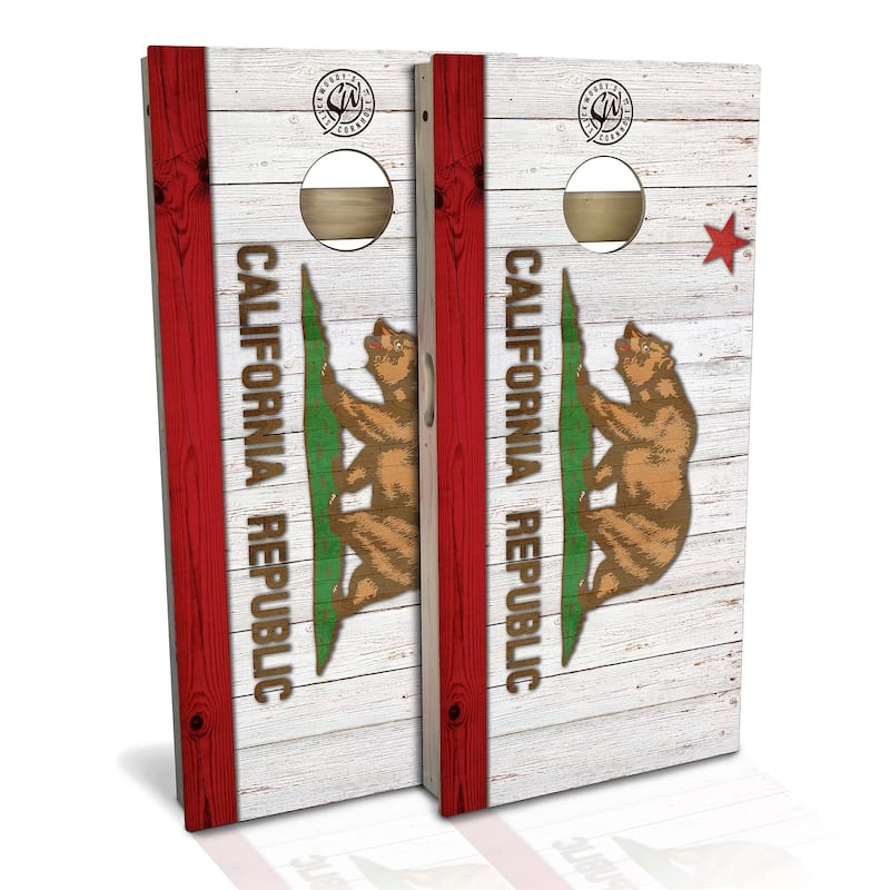 California Flag Outdoor Cornhole Board Set - Backyard 2x4 - Include Case + Edge Lights