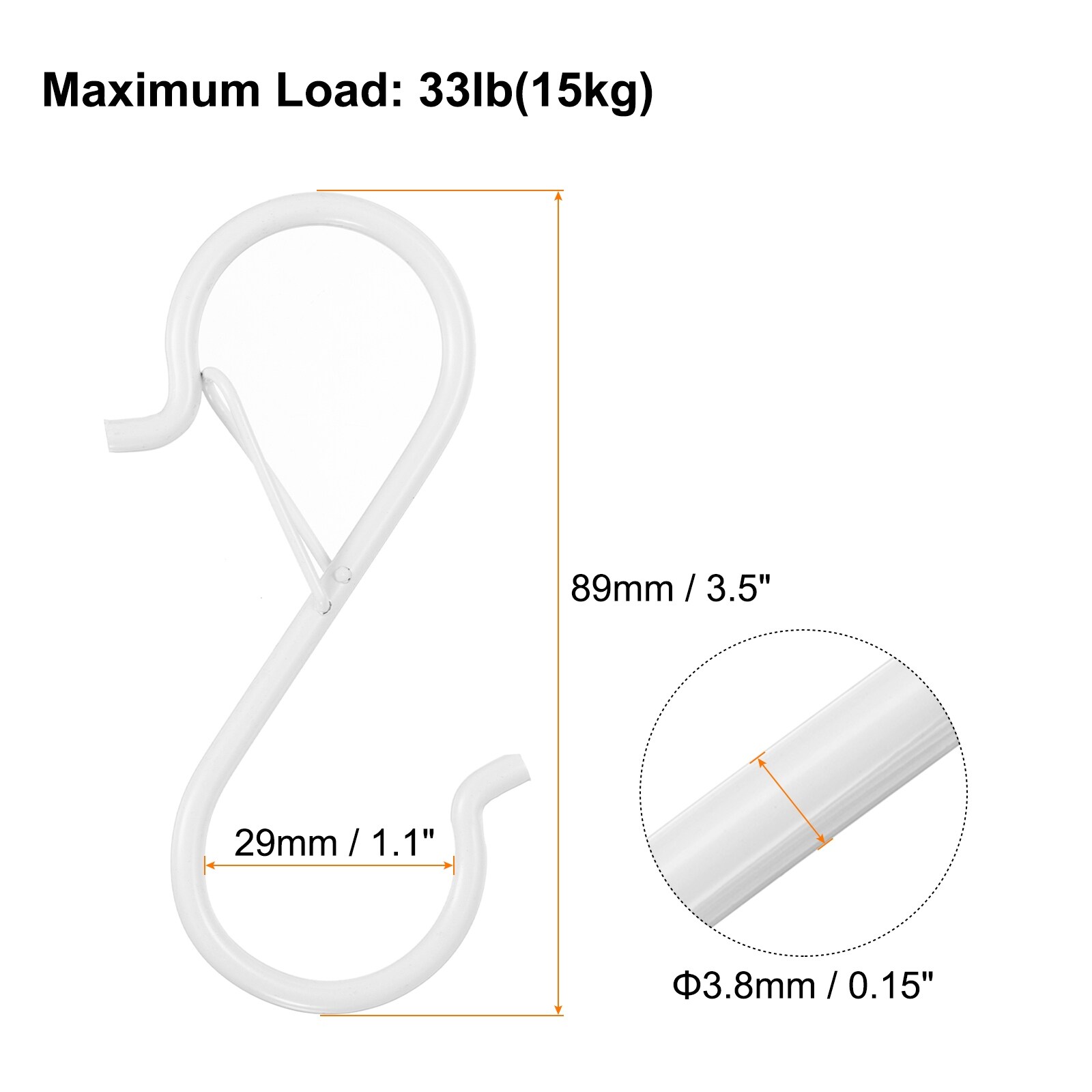 S Hooks S-shaped Metal Hook Hanger with Safety Buckle for Hanging Clothes Pots and Pans Kitchen Utensil Bags - 1 set