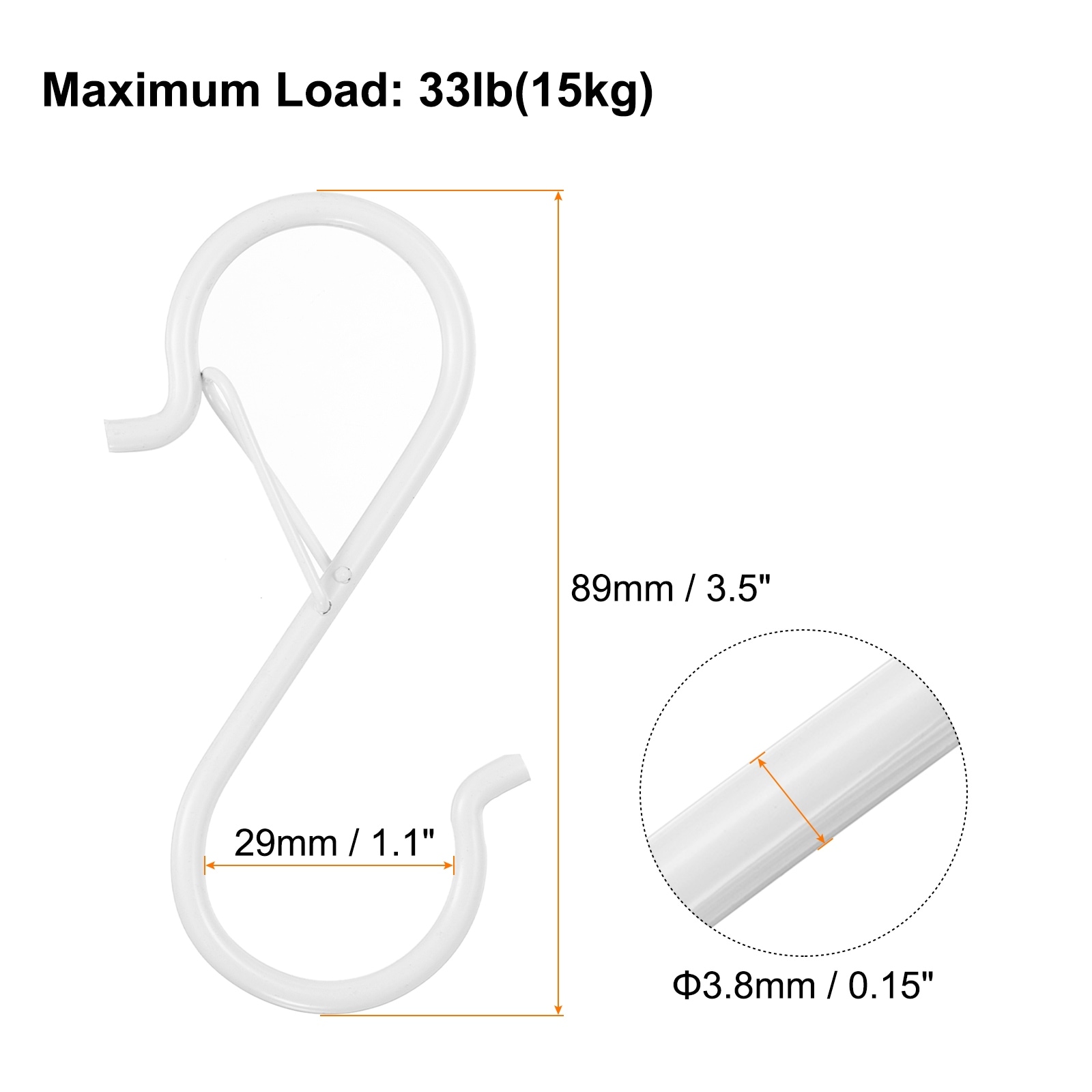 S Hooks S-shaped Metal Hook Hanger with Safety Buckle for Hanging Plants Pots and Pans Kitchen Utensil Bags - 20Pcs