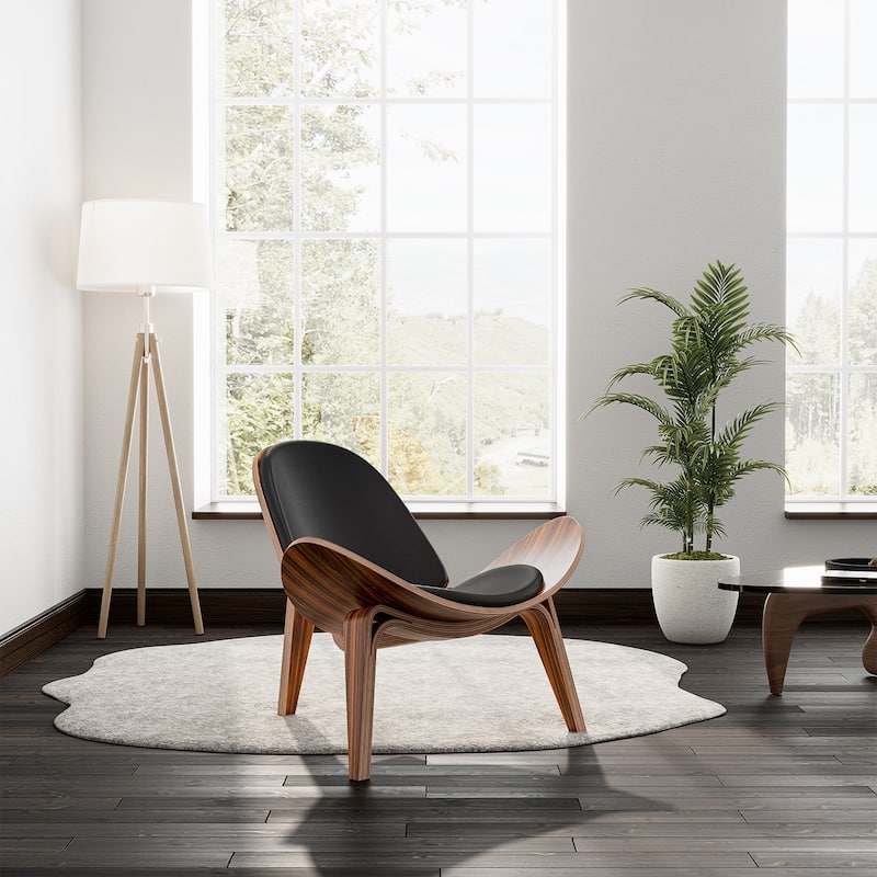 Mid Century Modern Lounge Tripod Design Shell Chair - Palisander Black