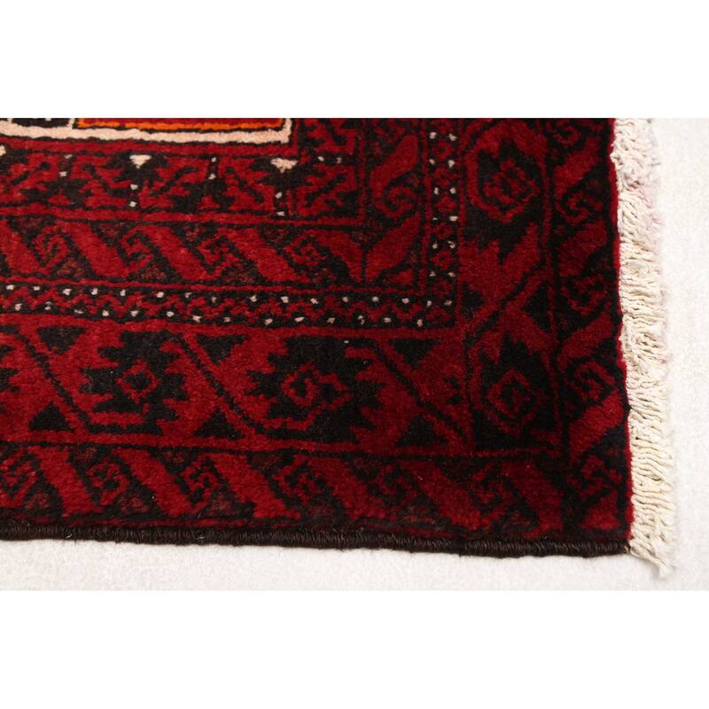ECARPETGALLERY Hand-knotted Teimani Black, Red Wool Rug - 3'2 x 6'2