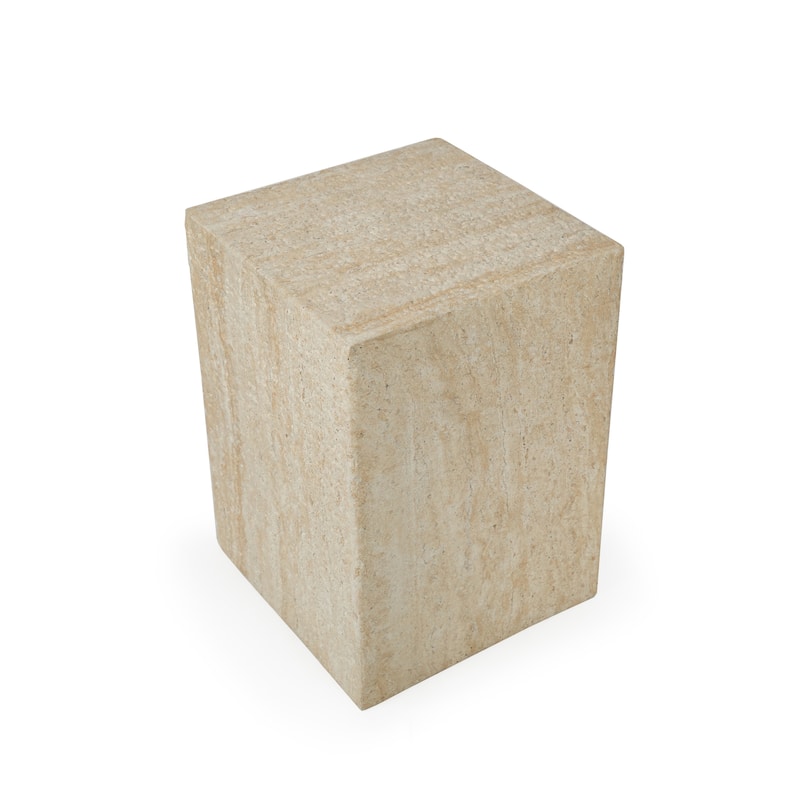 Grover Outdoor Faux Stone Pedestal Side Table