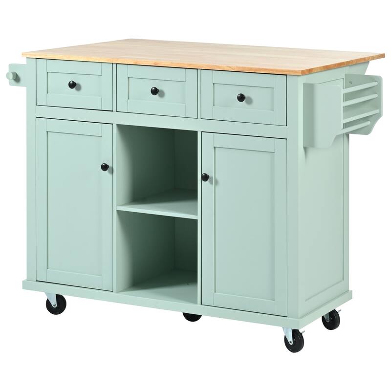 Aill MDF Kitchen Island with Storage Cabinet and 3 Drawers(53-in x30-in x37-in)