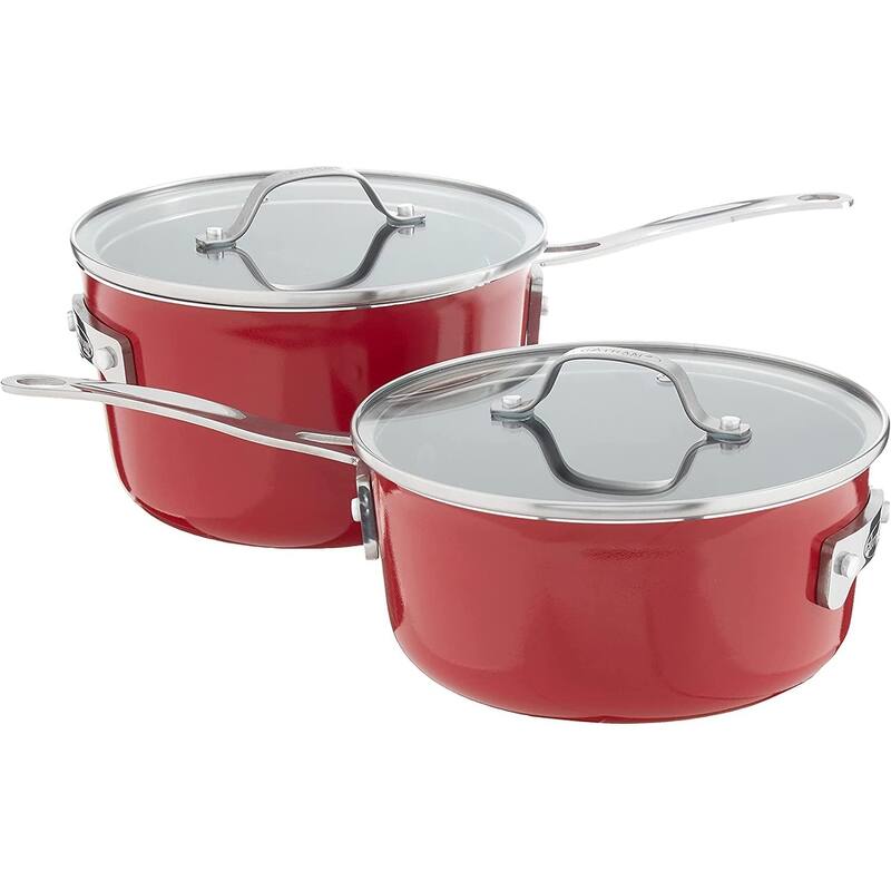Gotham Steel Nonstick Pots and Pans 10 Pc Cookware Set, Red