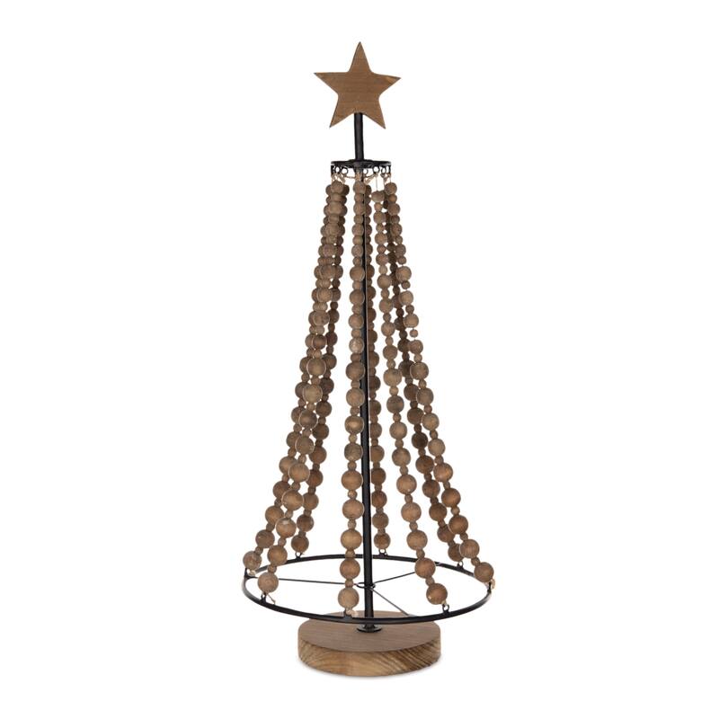Beaded Wood Holiday Tree 25"H - N/A