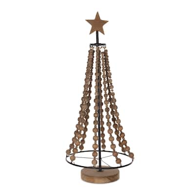 Beaded Wood Holiday Tree 25"H - N/A
