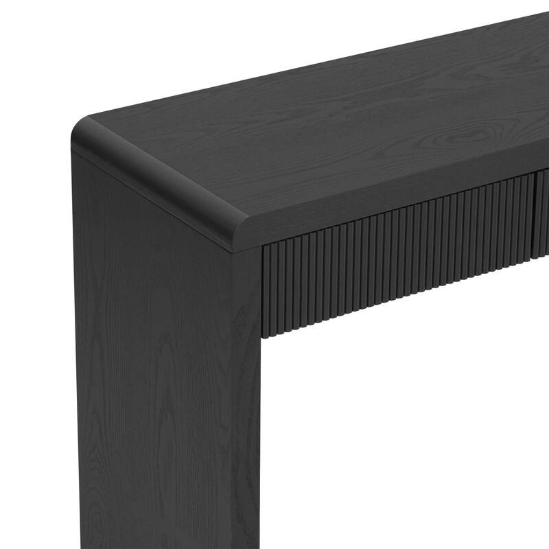 Rustic 52.9" Console Table with 3 Fluted Drawers and Solid Wood Veneer for Entryway Display and Storage
