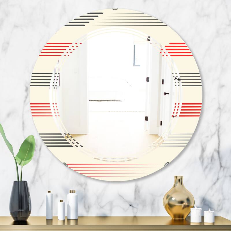Designart 'Horizontal Retro Geometrical Pattern I' Printed Modern Round