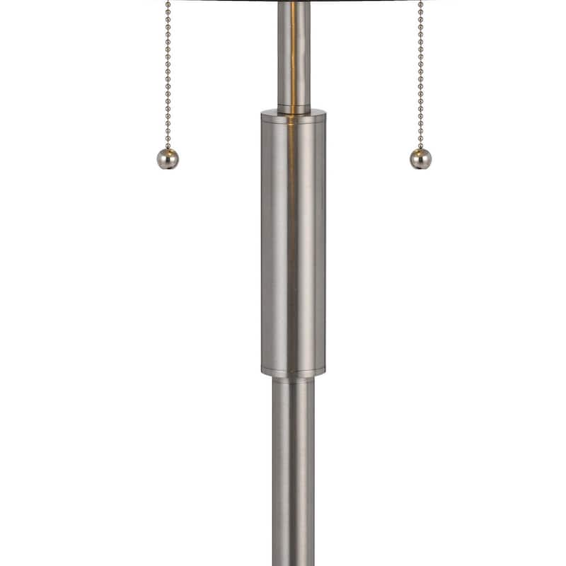 Kio 23 Inch Table Lamp, Modern Tiffany Style Stained Glass, Silver Metal
