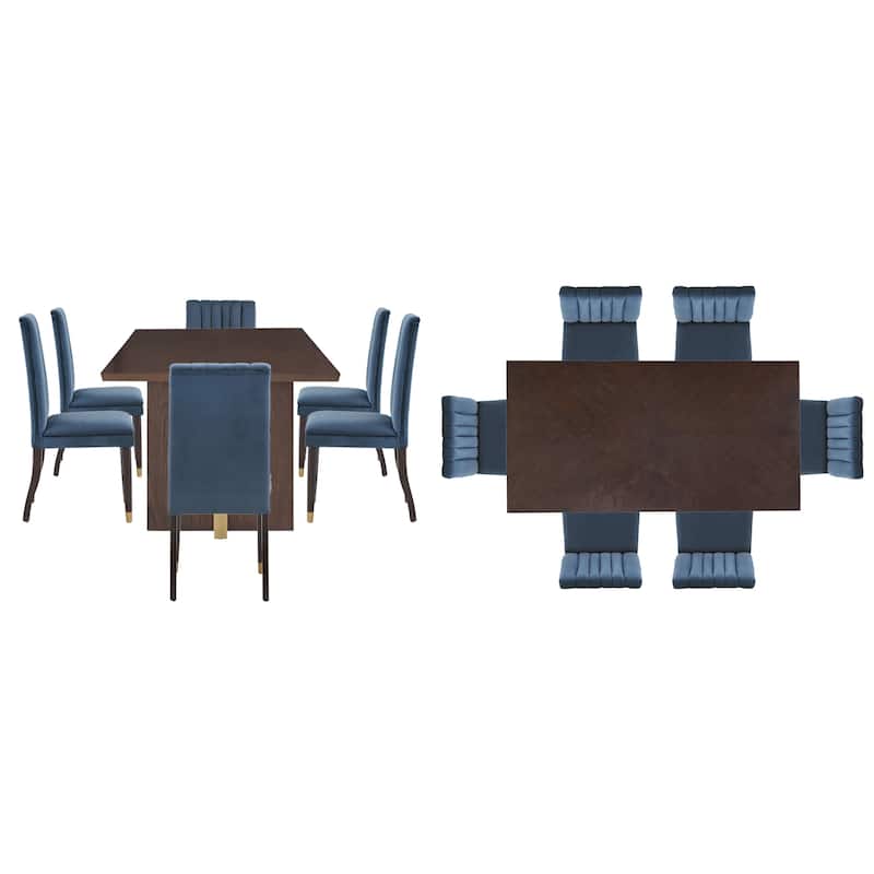 Noricum Espresso Wood Velvet Upholstered Dining Set