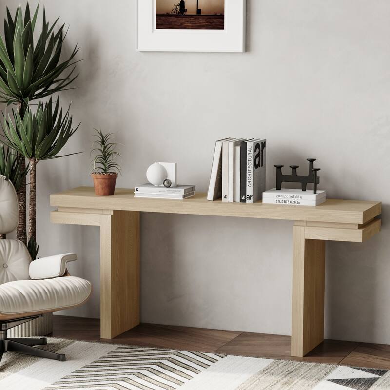 66" Rectangular Wood Veneered Console Table