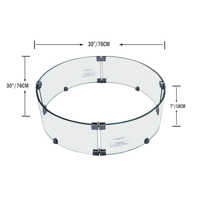 Elementi Outdoor Lunar Bowl Fire Pit Round Wind Screen 30 x 30"