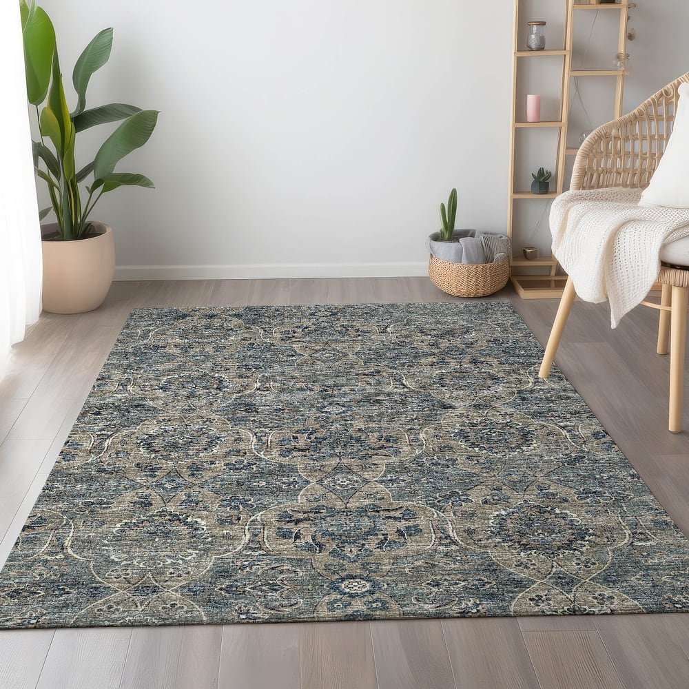 Premium Washable Super Soft Traditional Damask Mayfield Rug