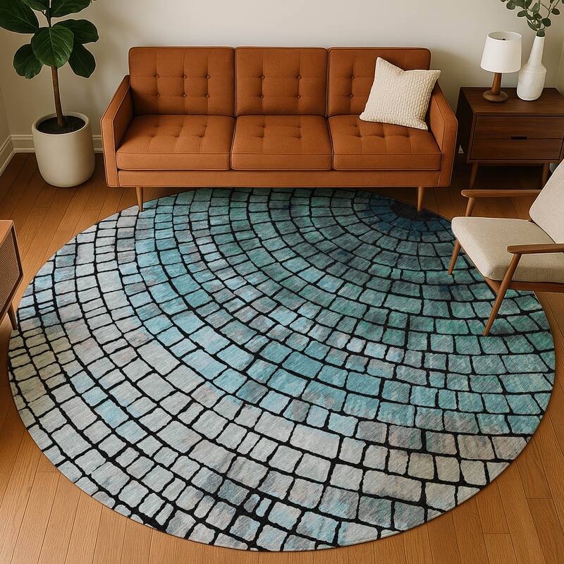 Machine Washable Indoor/ Outdoor Mosaic Rome Chantille Rug