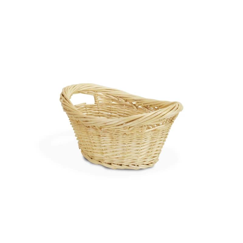 16" Beige and Brown Tapered Oval Laundry Basket