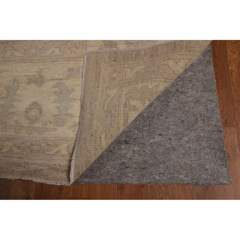 Vegetable Dye Oushak Turkish Large Area Rug Handmade Beige Wool Carpet - 9'9"x 13'6"