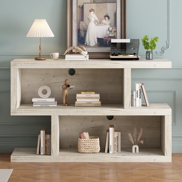 47 Inch Console Table With 2 Shelves – Narrow Sofa Side Table For Entryway – Brown – SEGAWE