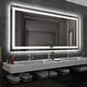 preview thumbnail 30 of 38, KIOTEE LED Mirror Lights Anti-Fog Frameless Bathroom Vanity Mirror in Tempered Glass 60x36