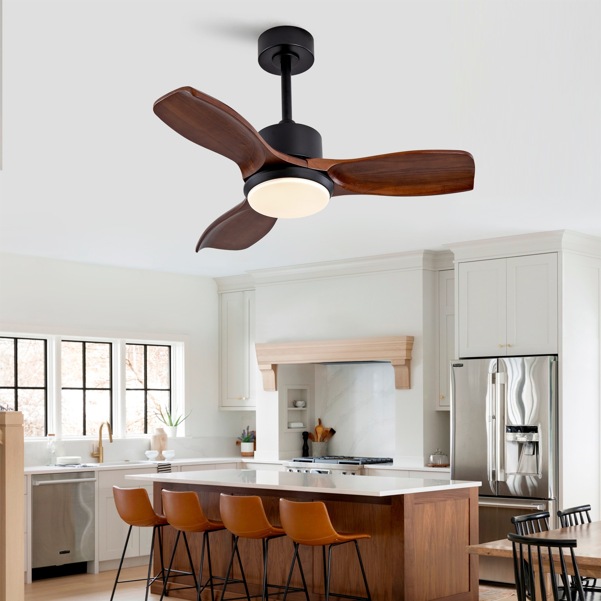 36" Wood Ceiling Fan with Lights Remote Control