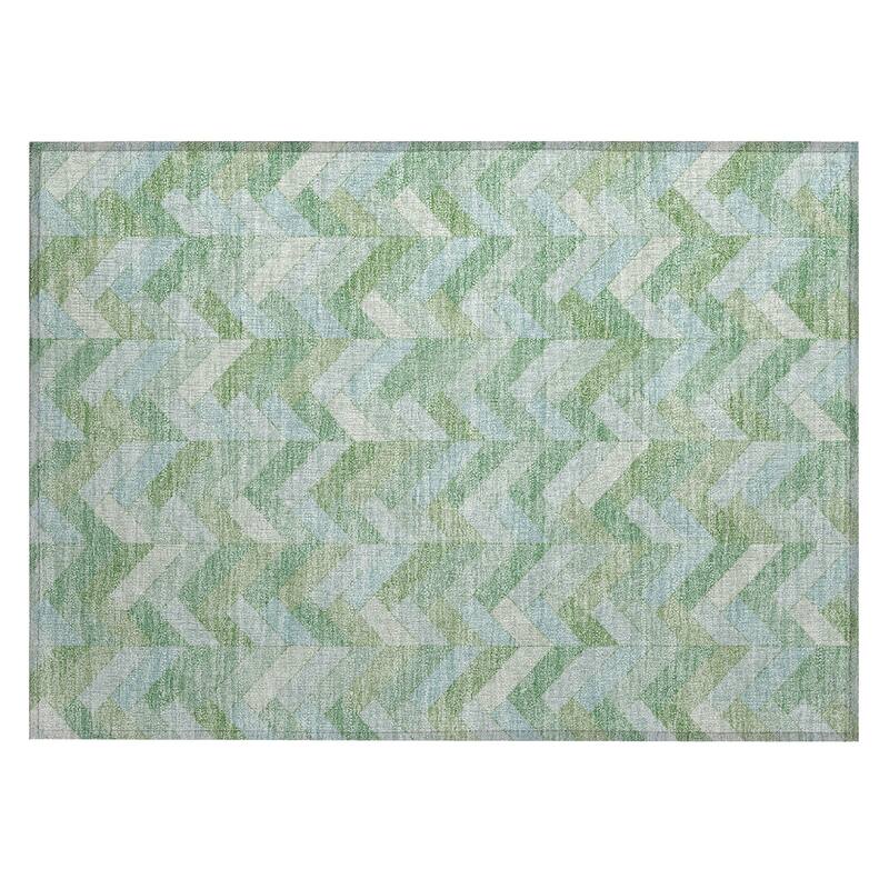 Machine Washable Indoor/ Outdoor Modern Chevron Chantille Rug