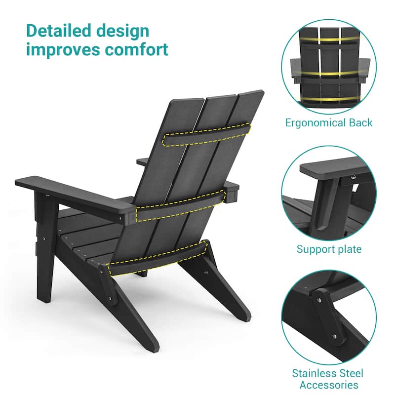 BONOSUKI Patio Folding Adirondack Chair,Waterproof HIPS,Wide Armrests