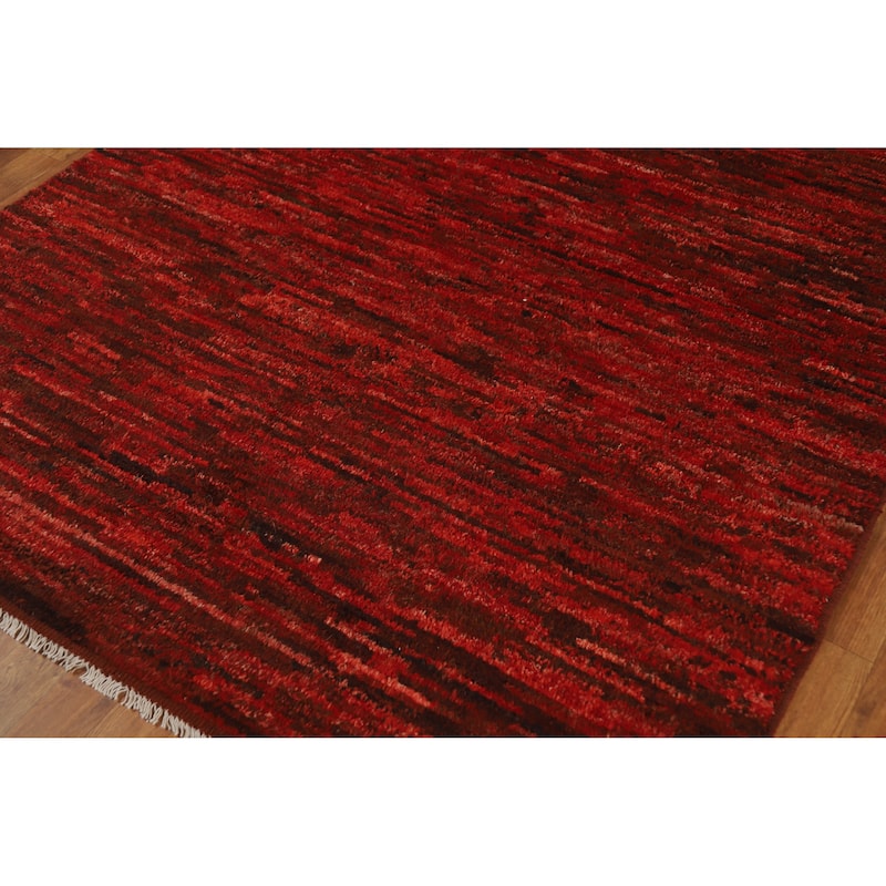 Red Moroccan Oriental Rug Handmade Wool Carpet - 5'2" x 6'7"