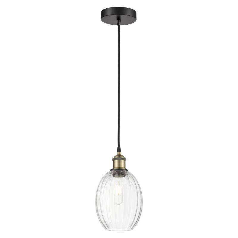 Innovations Lighting Endless Possibilities Edison - Preston - 1 Light 6" Bulb Shade Cord Hung Mini Pendant - Clear/Black Antique Brass
